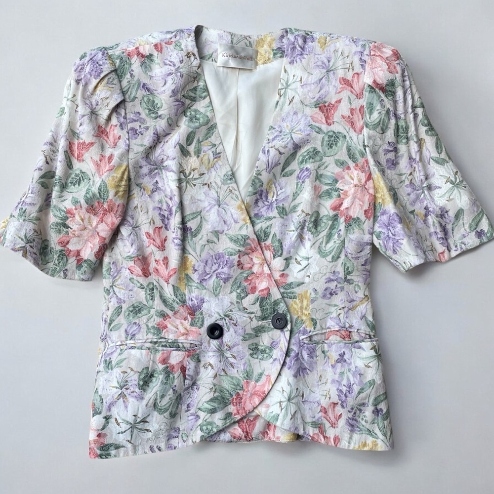 Vintage Kirkland Hall Floral Print Short Sleeve Blazer top - Size 8